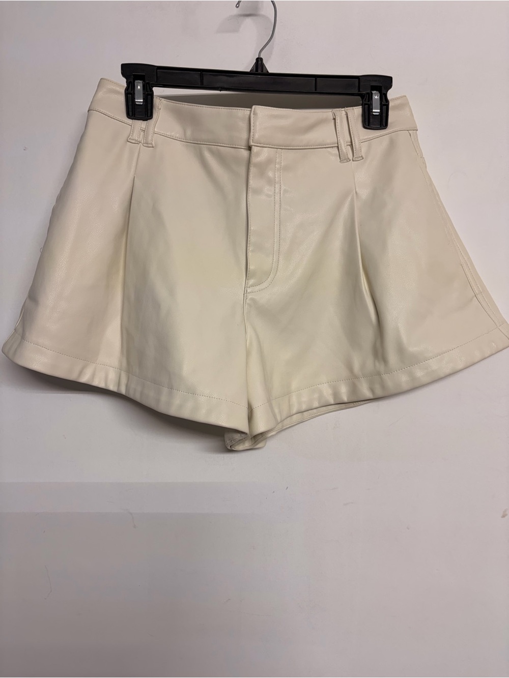 We The Free Cream Faux Leather High-Waist Shorts